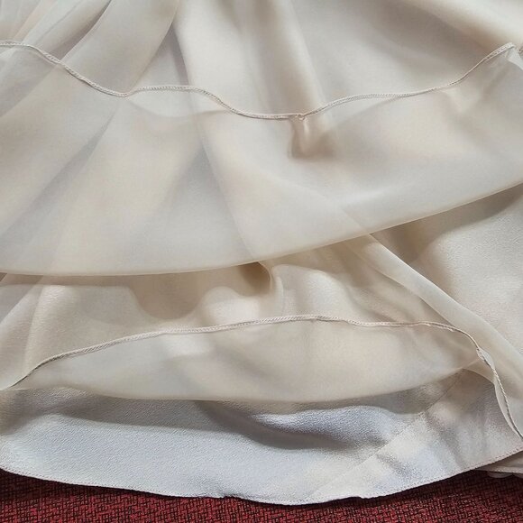 VTG 60s Werlé Beverly Hills Lace Chiffon Silk Gown 4 Champaign Flutter Princess - Picture 9 of 12